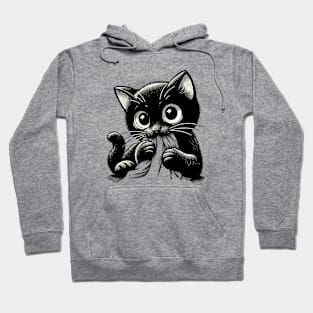 Cute Black Cat Biting Hoodie